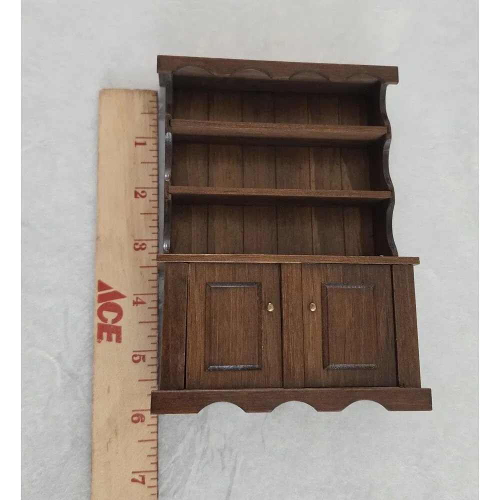 VTG Ed Whitten Country Pine Dollhouse Hutch Cabinet 1:12 Mini Furniture 2 Piece